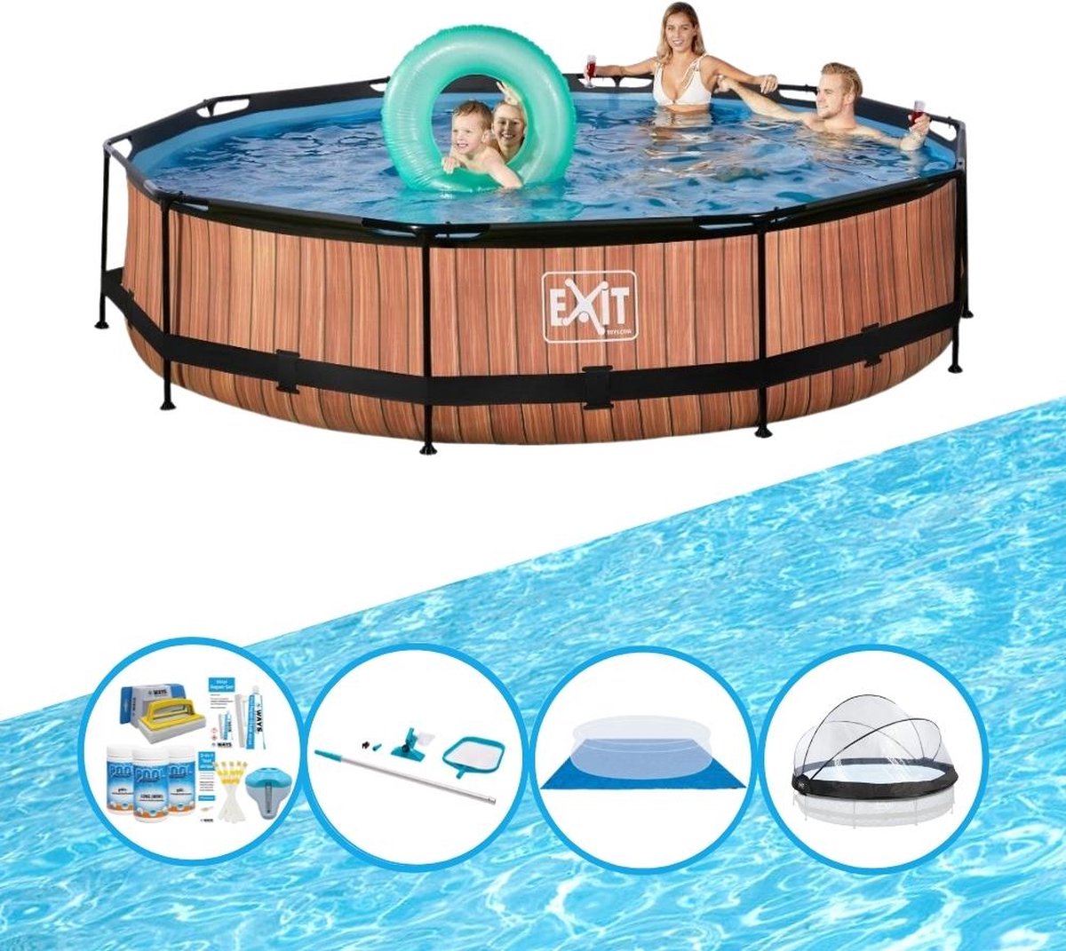 EXIT Zwembad Timber Style - ø360x76 cm - Frame Pool - Zwembadpakket