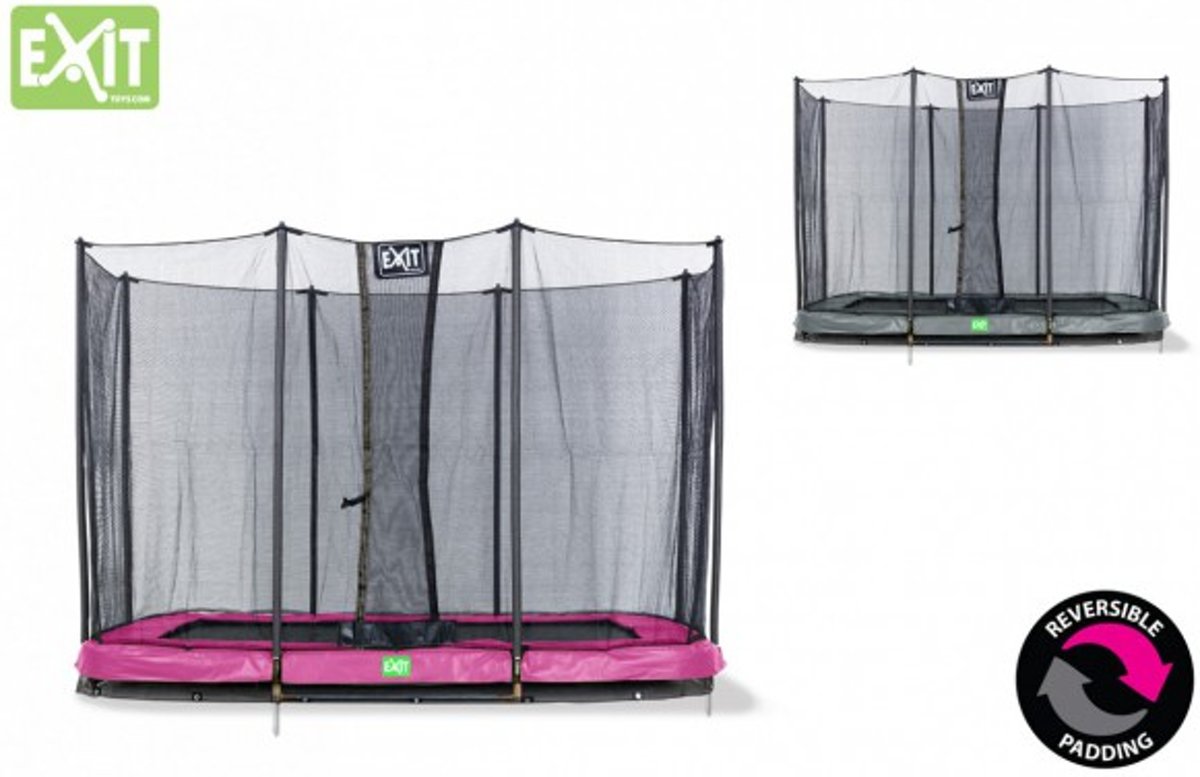 Trampoline EXIT Twist Ground Roze-Grijs - met Safetynet 244x427cm (8x14ft)