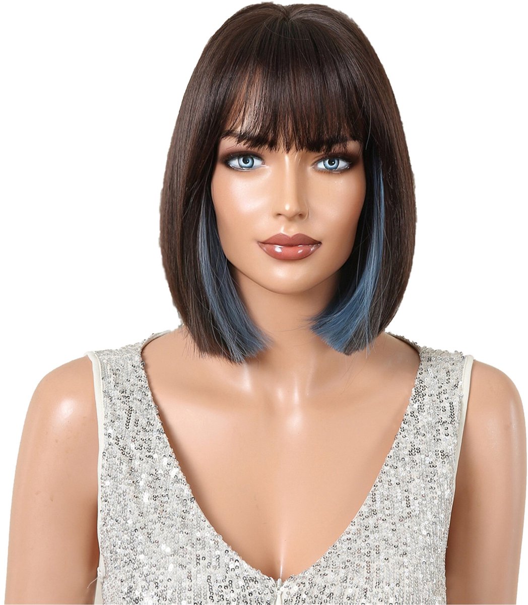   Natuurlijk ogende Damespruik - Kort - zwart pruiken - Ultra Zacht & Ademend - Geschikt voor Dagelijks Gebruik en Feesten