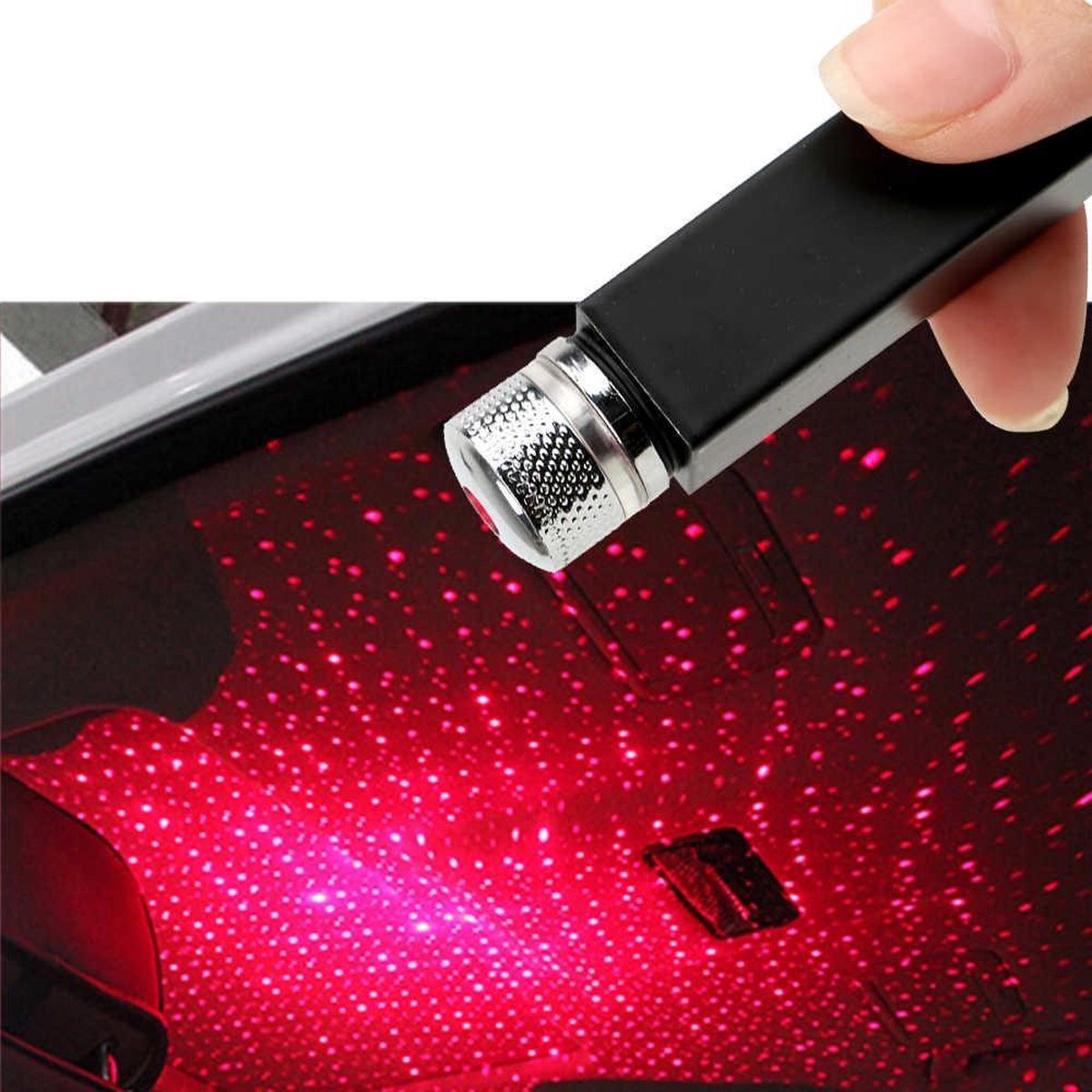 Sterrenhemel USB LED Auto Nachtlicht Projector Rood - Atmosfeer Licht Decoratie Laser Nacht Lamp - Voor Auto / Party / Plafond / Slaapkamer / Feestje / Sfeer