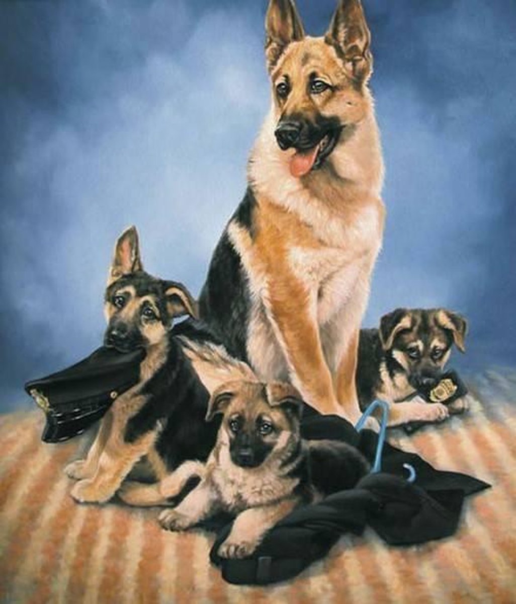 Eagle® Diamond Painting Volwassenen - Diamond Painting Kinderen - Duitse Herder met Puppys - 50x40cm