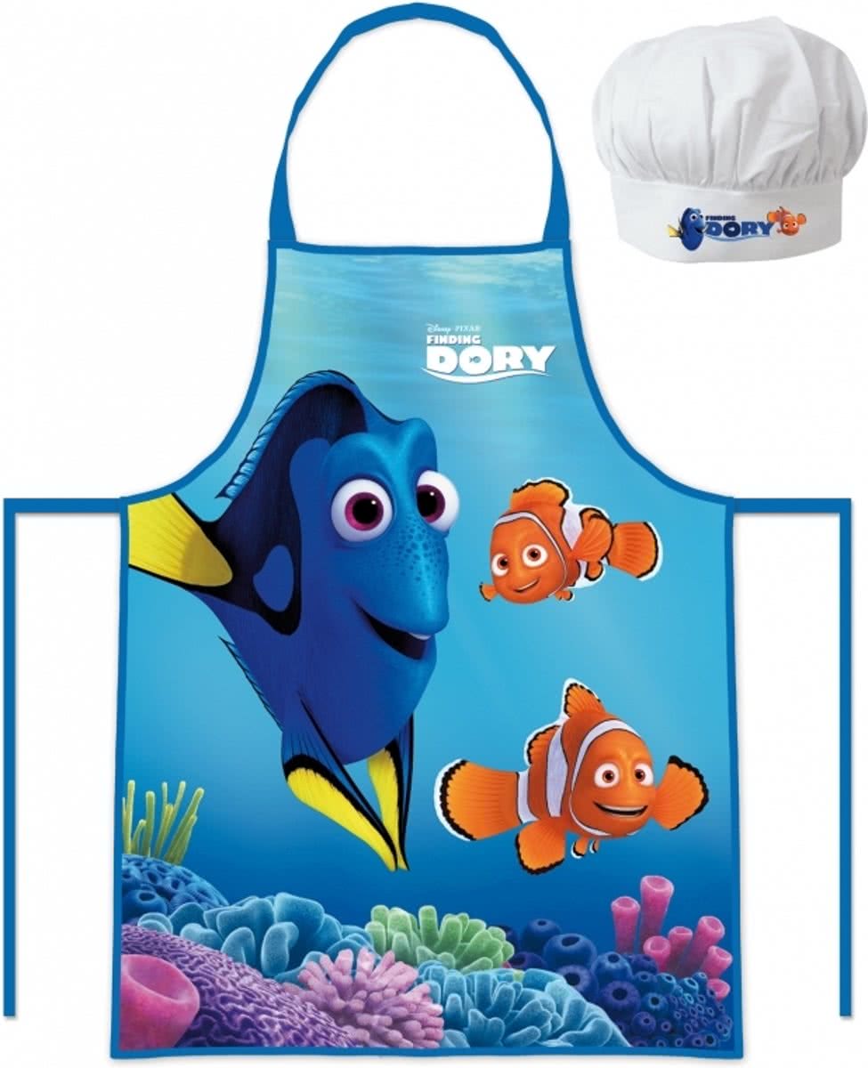 Finding Dory keukenschort en koks muts.