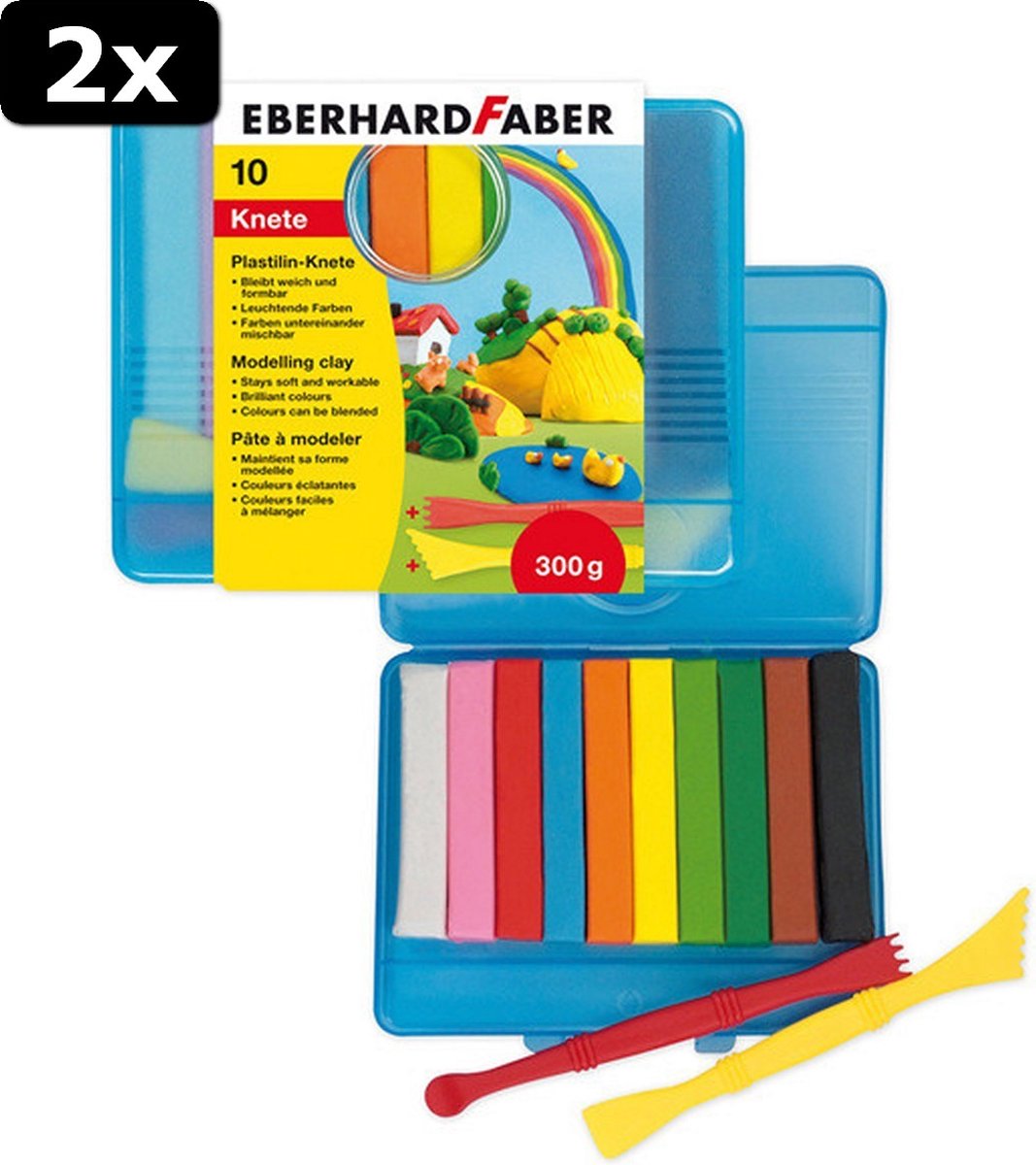 2x Eberhard Faber EF-572010 Boetseerklei 10 Kleuren In Bewaardoos