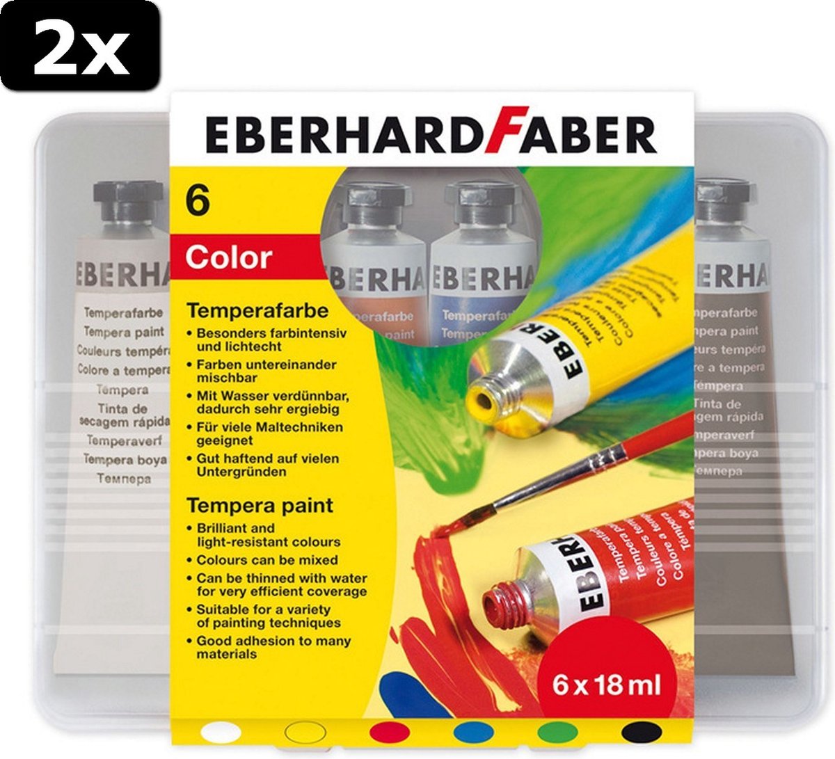 2x Eberhard Faber EF-575505 Plakkaatverf 6 Kleuren Tube 18 Ml