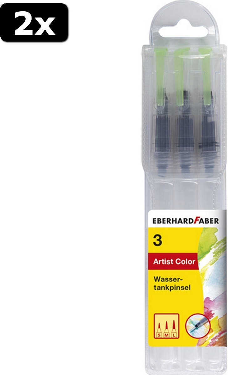 2x Eberhard Faber EF-579925 Waterpenseel Set 3 Maten S, M, L