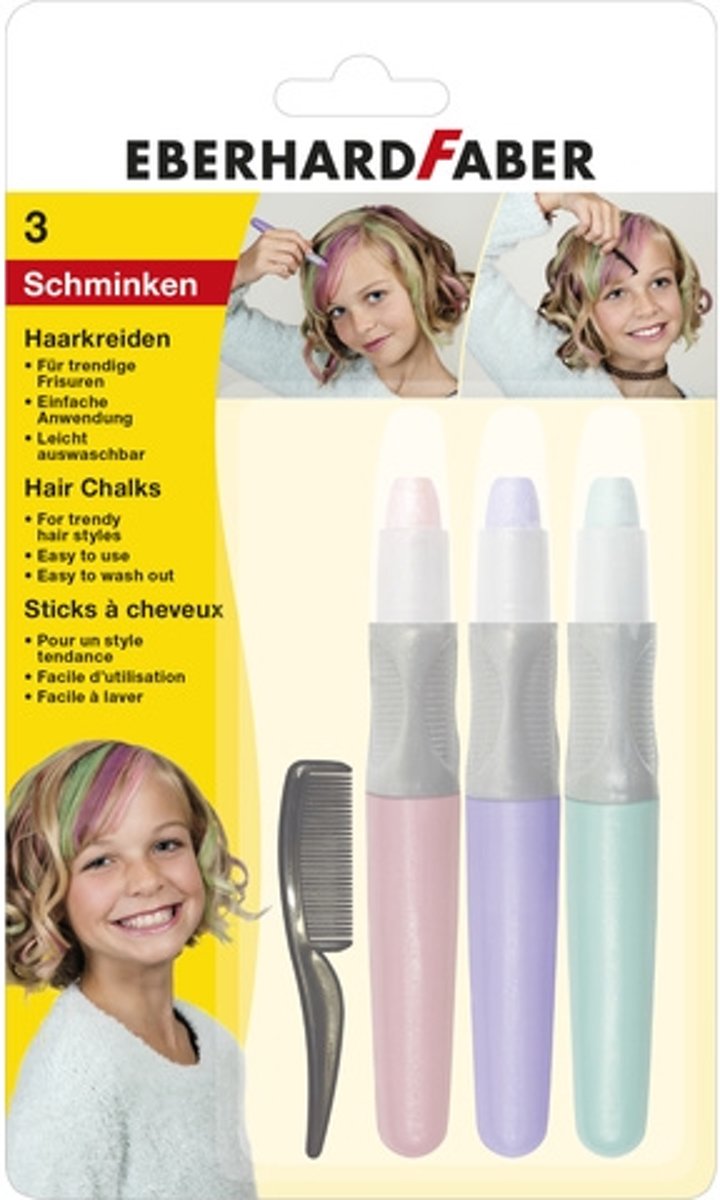 Haarkrijt Eberhard Faber set 3 stuks - roze, paars, turquoise