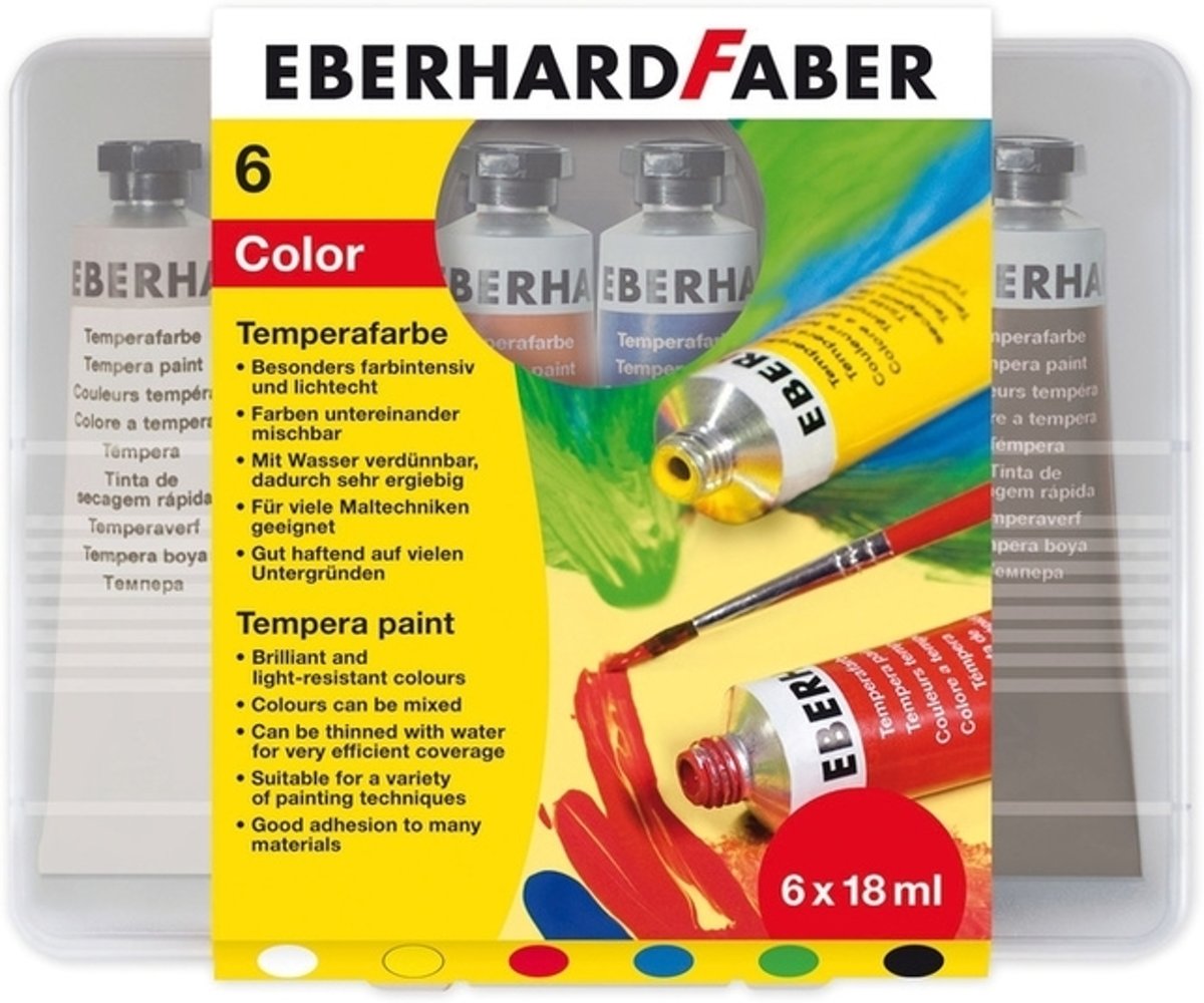 Plakkaatverf Eberhard Faber 6 kleuren tube 18 ml