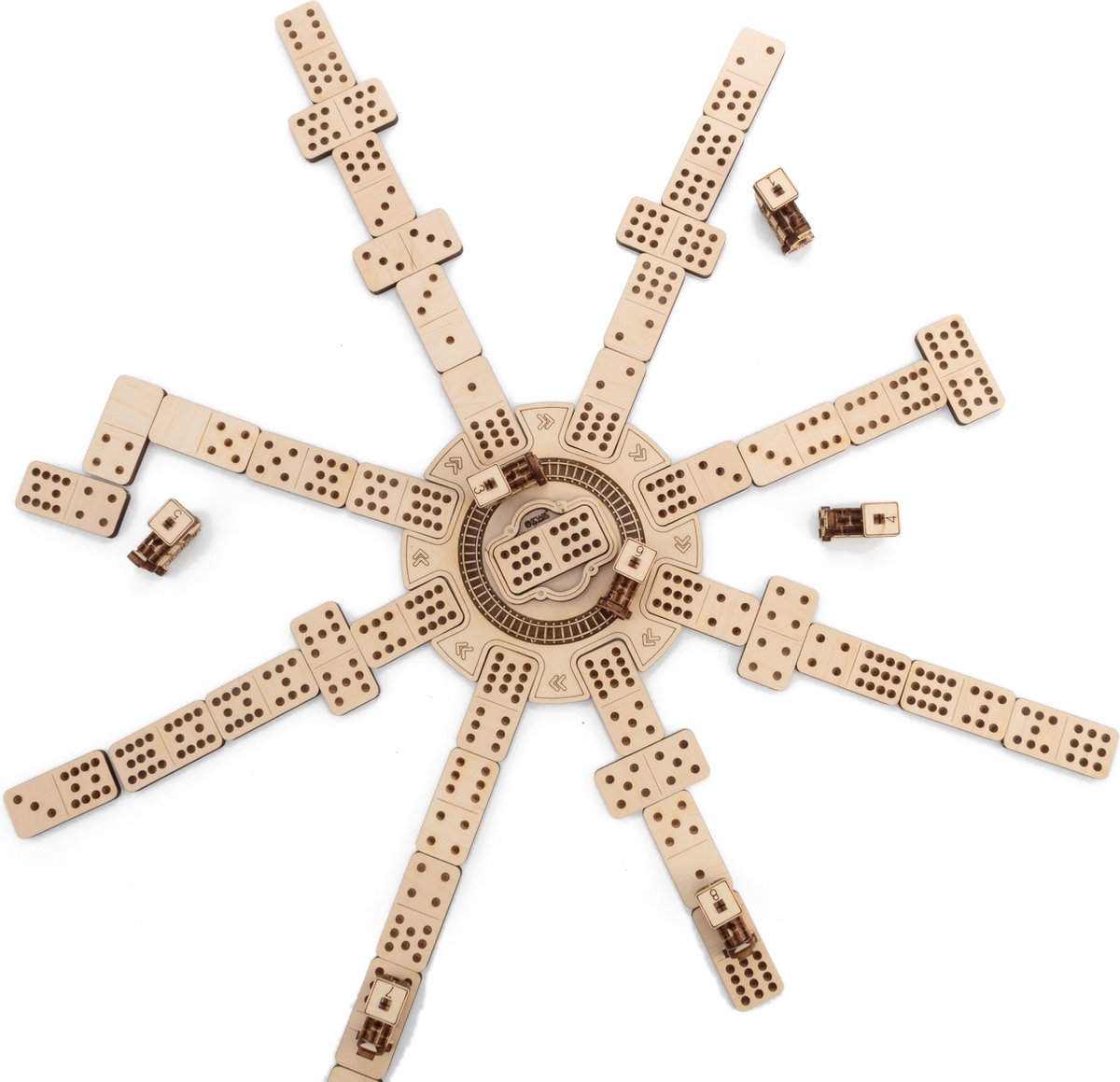 Eco-Wood-Art 3D Houten Meganische Puzzel Dominospelvariant Mexican Train, 1591,25,3x24,8x7,3cm