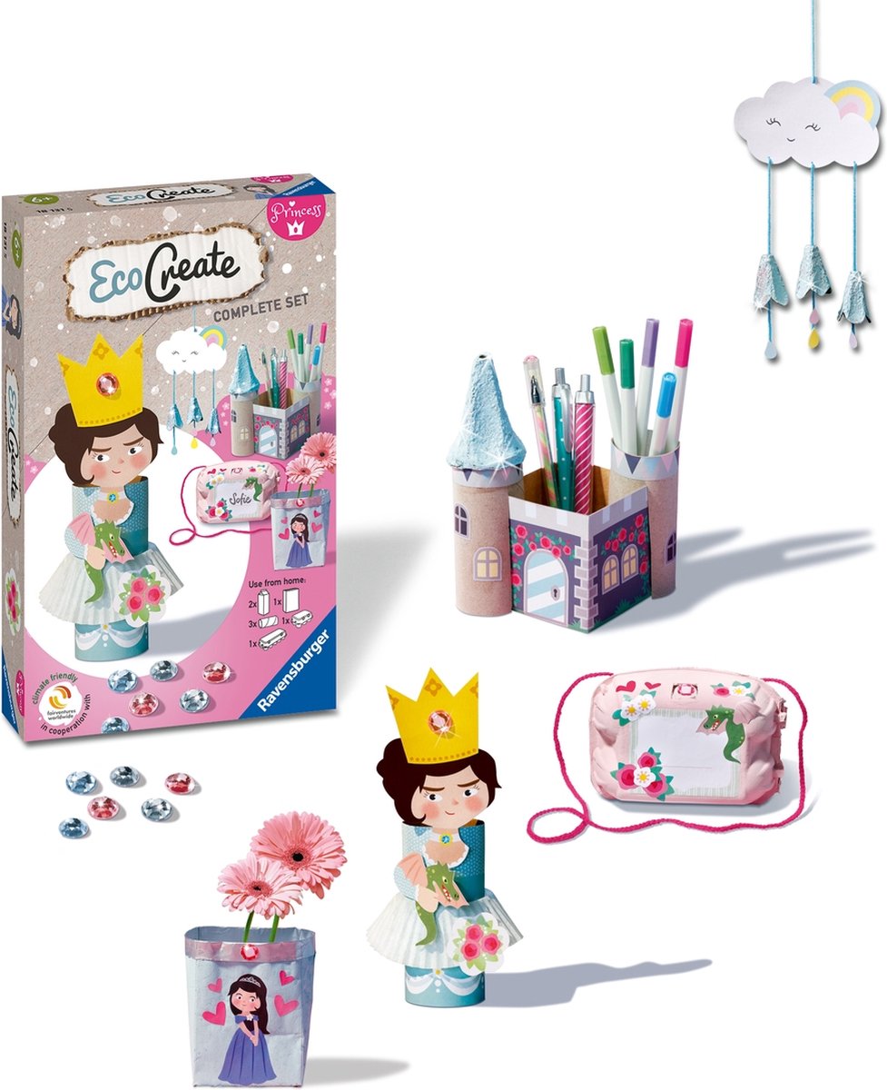 Ravensburger EcoCreate Mini Princesses -  Hobbypakket - Knutselen met oude verpakkingen