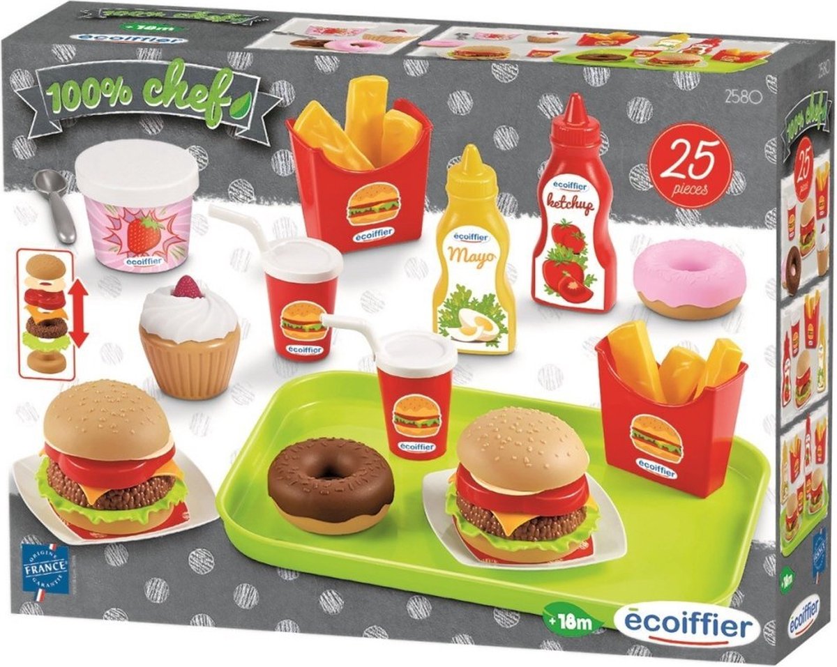 Ecoiffier Voedsel en Snackset + Dienblad 25-delig