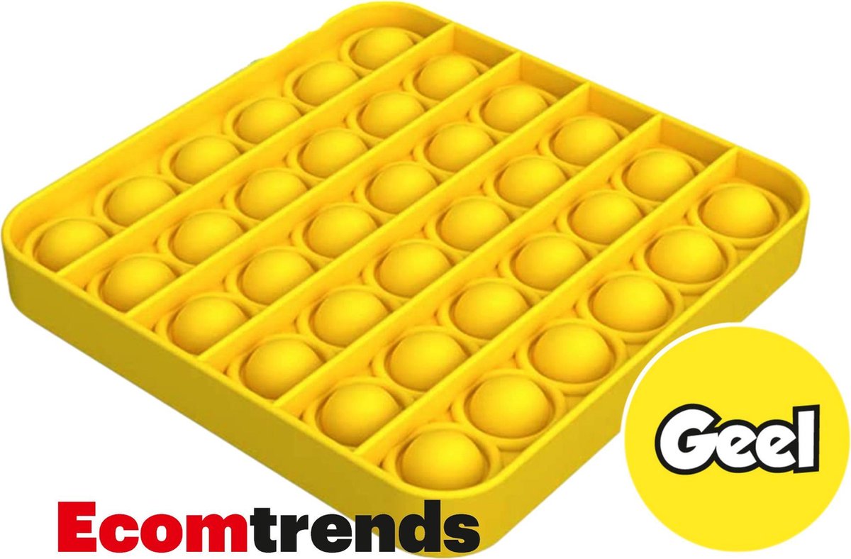 Ecomtrends Pop it Fidget toys - Gele vierkante Fidget toy van TikTok