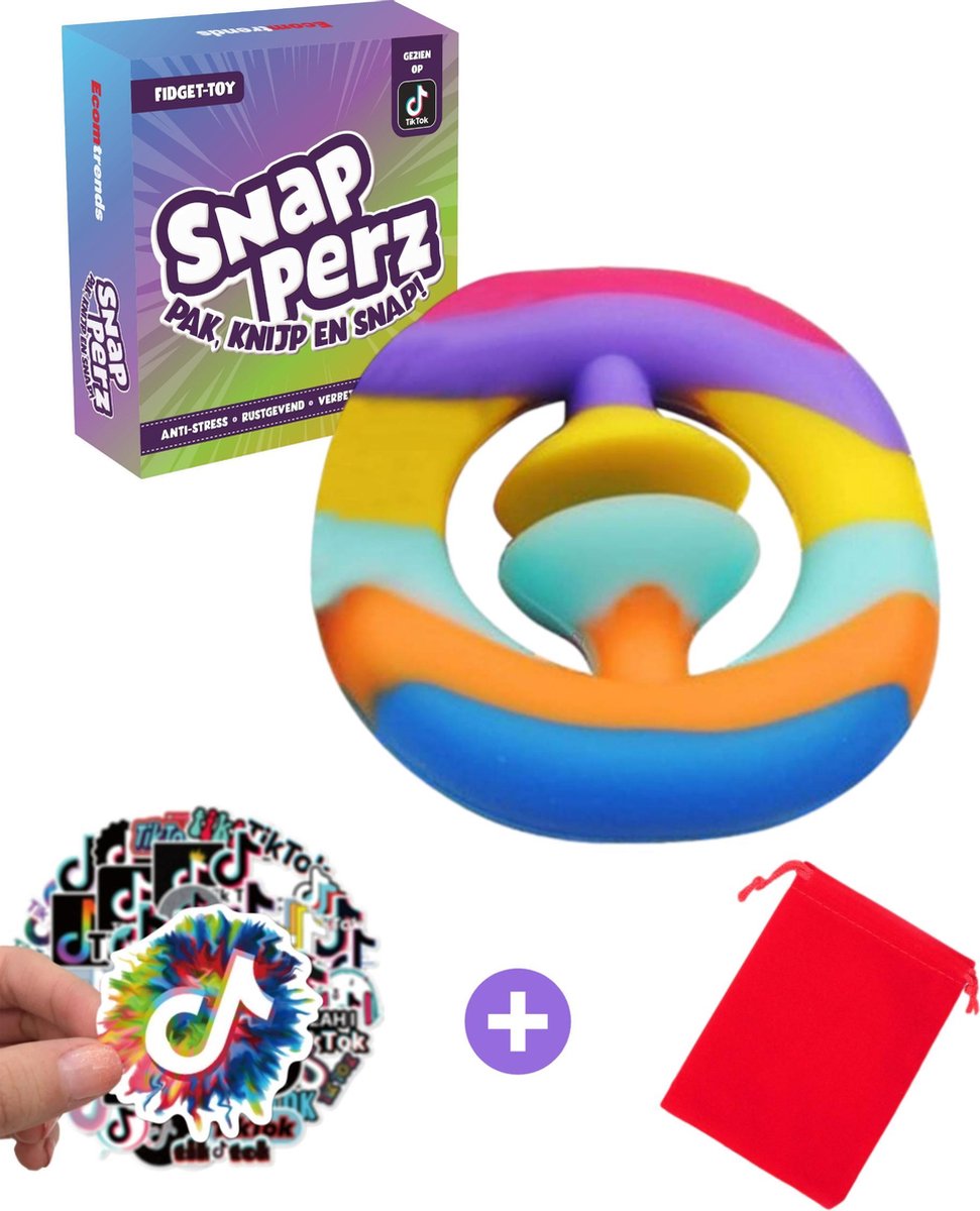 Fidget Toy Regenboog Snapperz met TikTok sticker - Snapper Fidget Toys - Snapperz Rainbow – Popper - Snappers Ecomtrends®