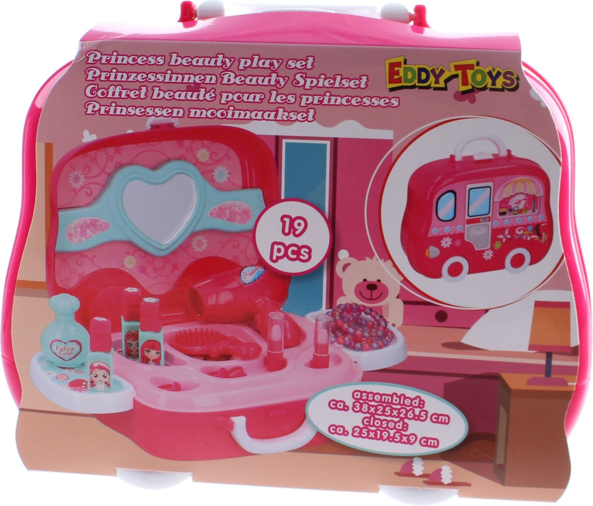   Beautycase Prinsessen Meisjes 25 Cm Roze 19-delig