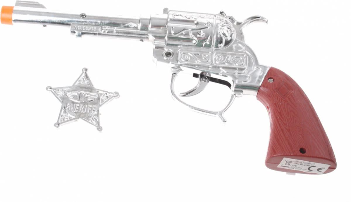 Eddy Toys Cowboy Pistool Met Sheriff Ster Zilver