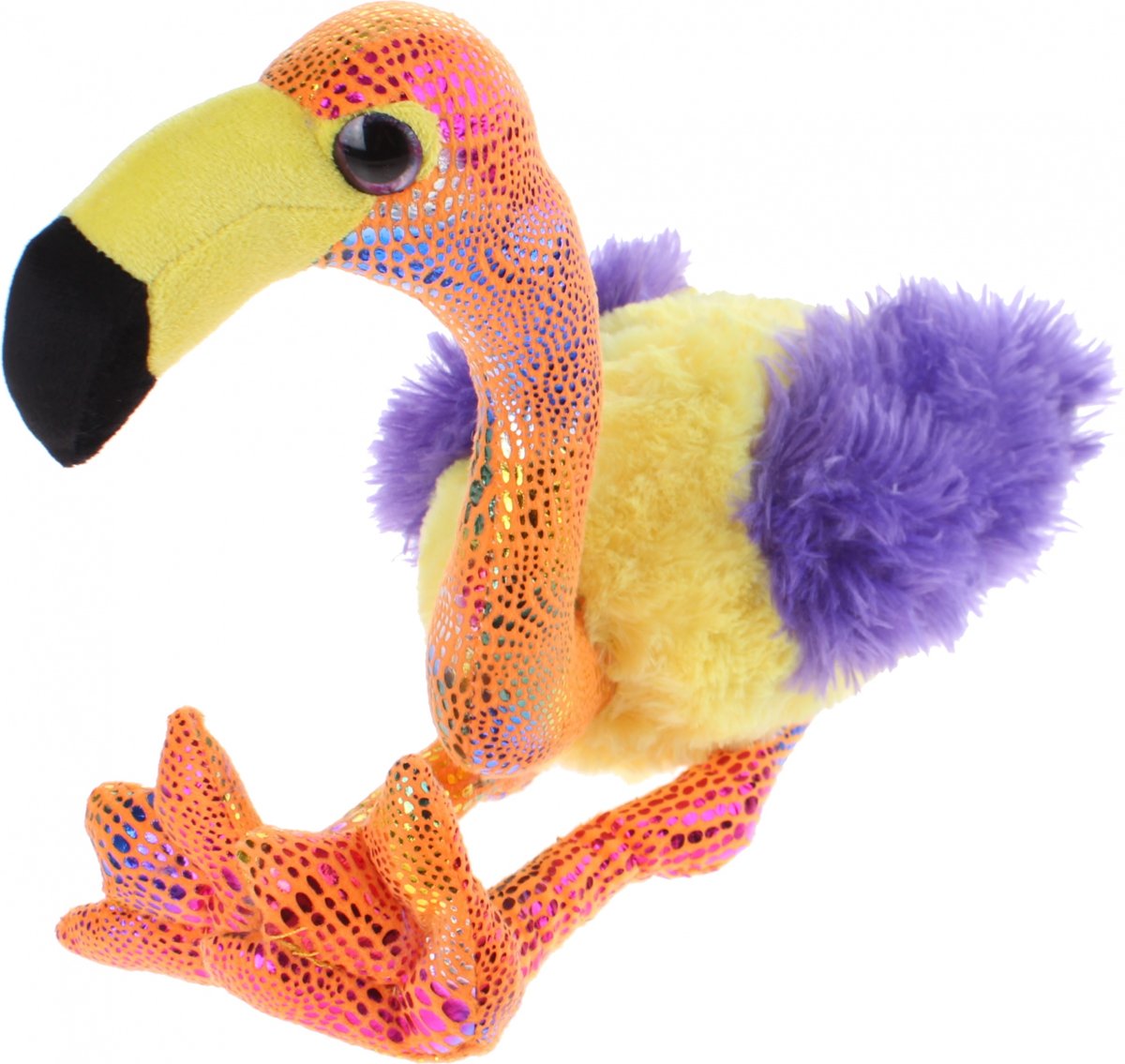 Eddy Toys Knuffel Flamingo Paars/geel 27 Cm