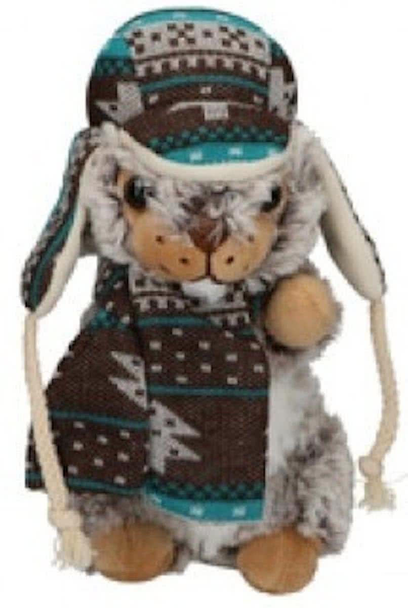 Eddy Toys Knuffel Otter Met Muts En Sjaal Grijs 27 Cm