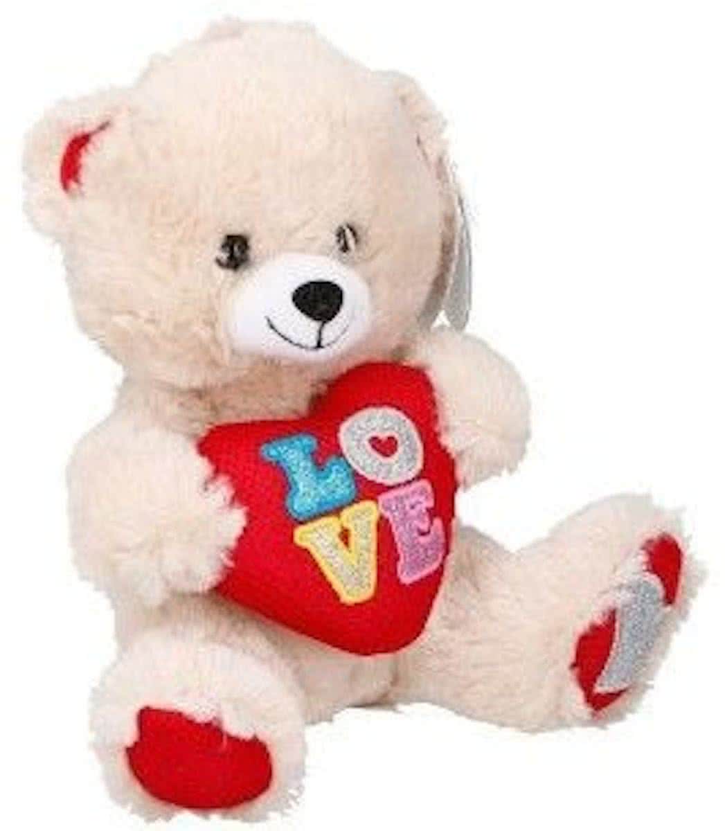 Eddy Toys Knuffelbeer Met Hart Beige 24 Cm