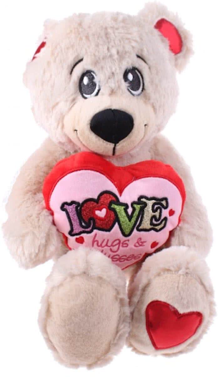 Eddy Toys Knuffelbeer Met Hart Beige 33 Cm