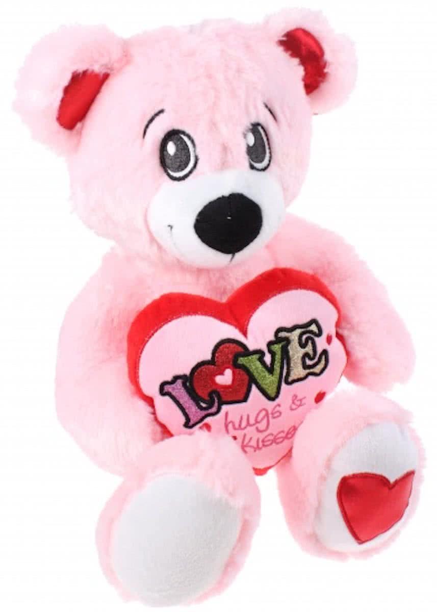 Eddy Toys Knuffelbeer Met Hart Roze 33 Cm