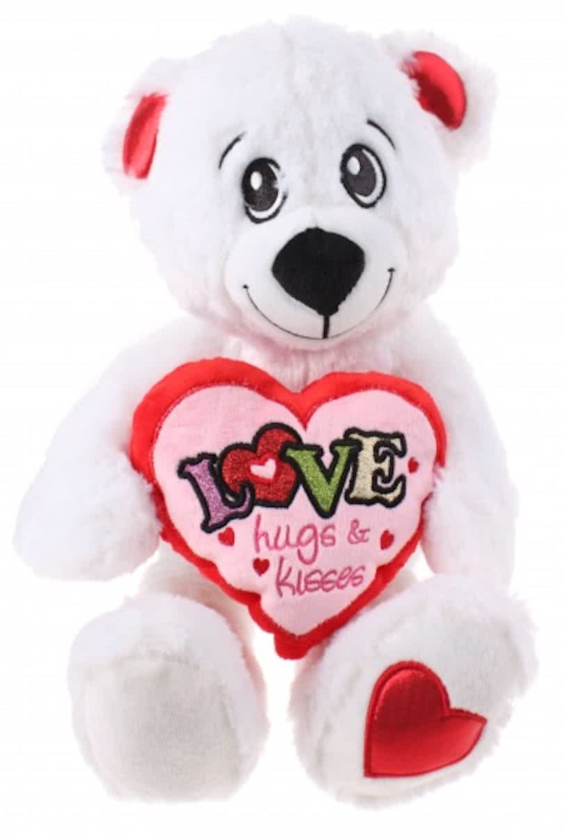 Eddy Toys Knuffelbeer Met Hart Wit 33 Cm