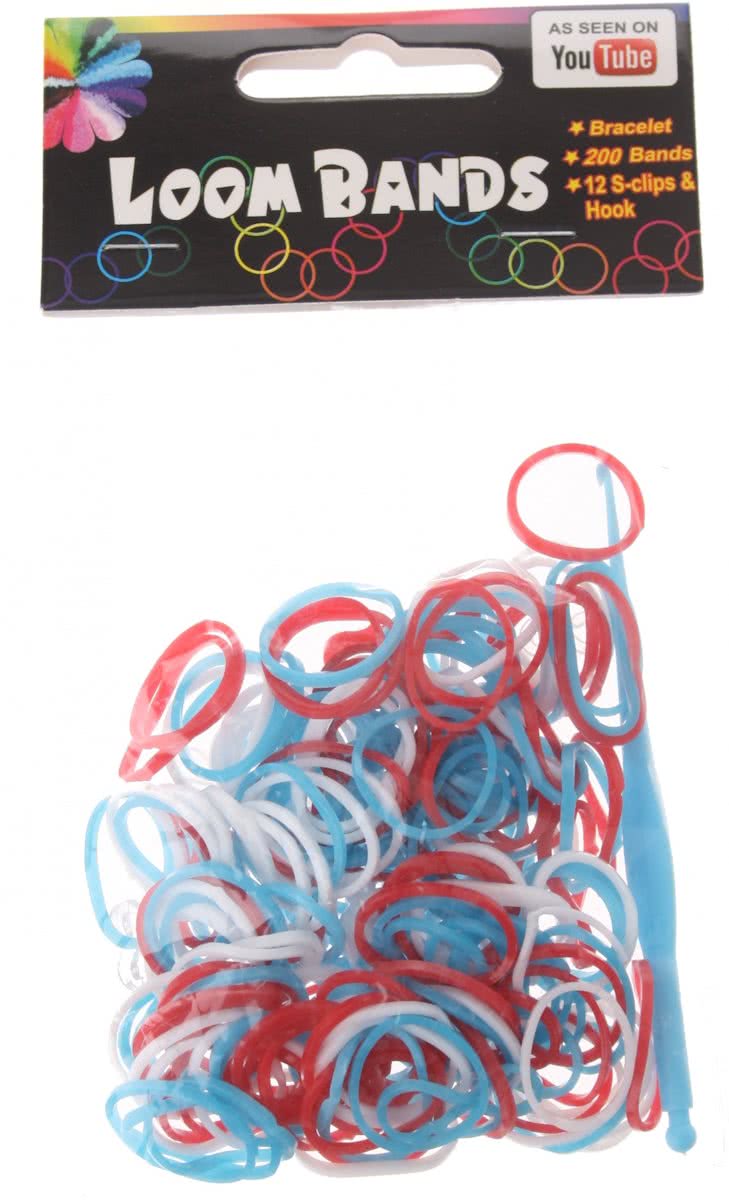 Eddy Toys Loom Bands Armband Maken Rood/wit/blauw 213-delig