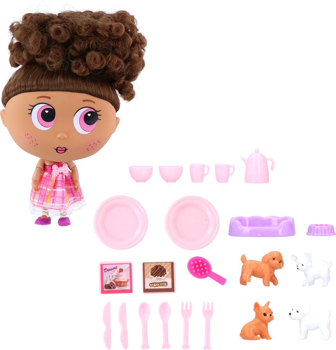 Eddy Toys Poppenset - Met Accessoires - 20x11x19cm - Dierenwinkelthema