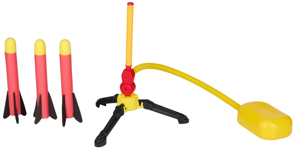   Raket Speelgoed – Foam Raket met Luchtdruk Pomp – Stomp Rocket Set voor Kinderen – 3x Foam Raketten van 25cm – Buiten Speelgoed vanaf 4 Jaar