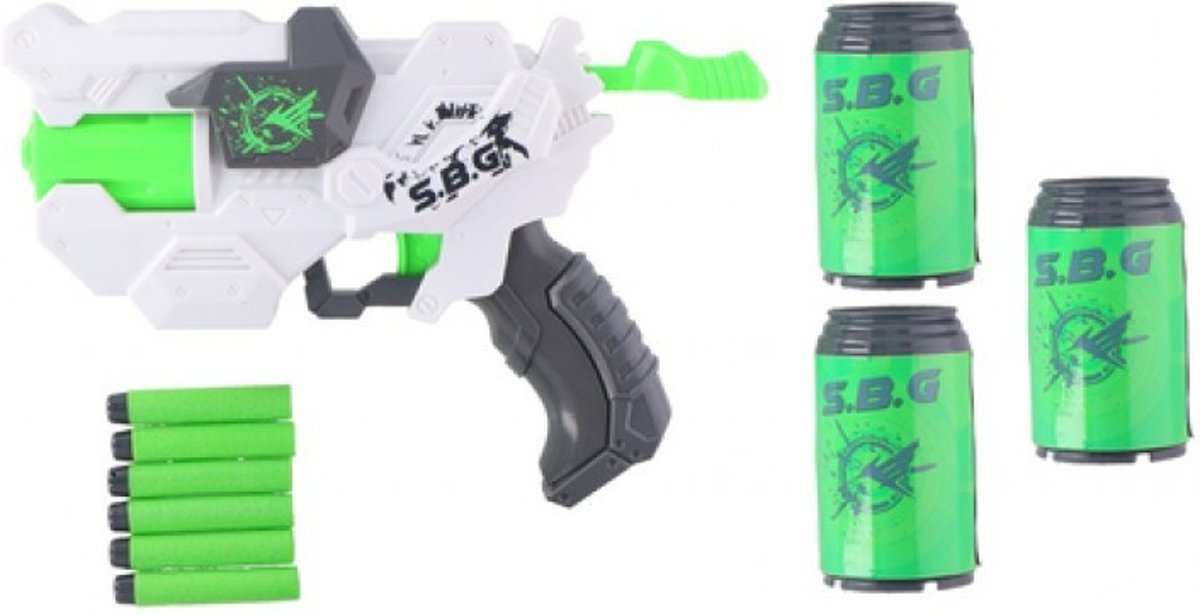   Shooter Pistool Met Foampijlen Wit 26 Cm