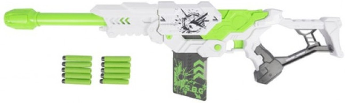   Shooter Pistool Met Foampijlen Wit/groen 74 Cm