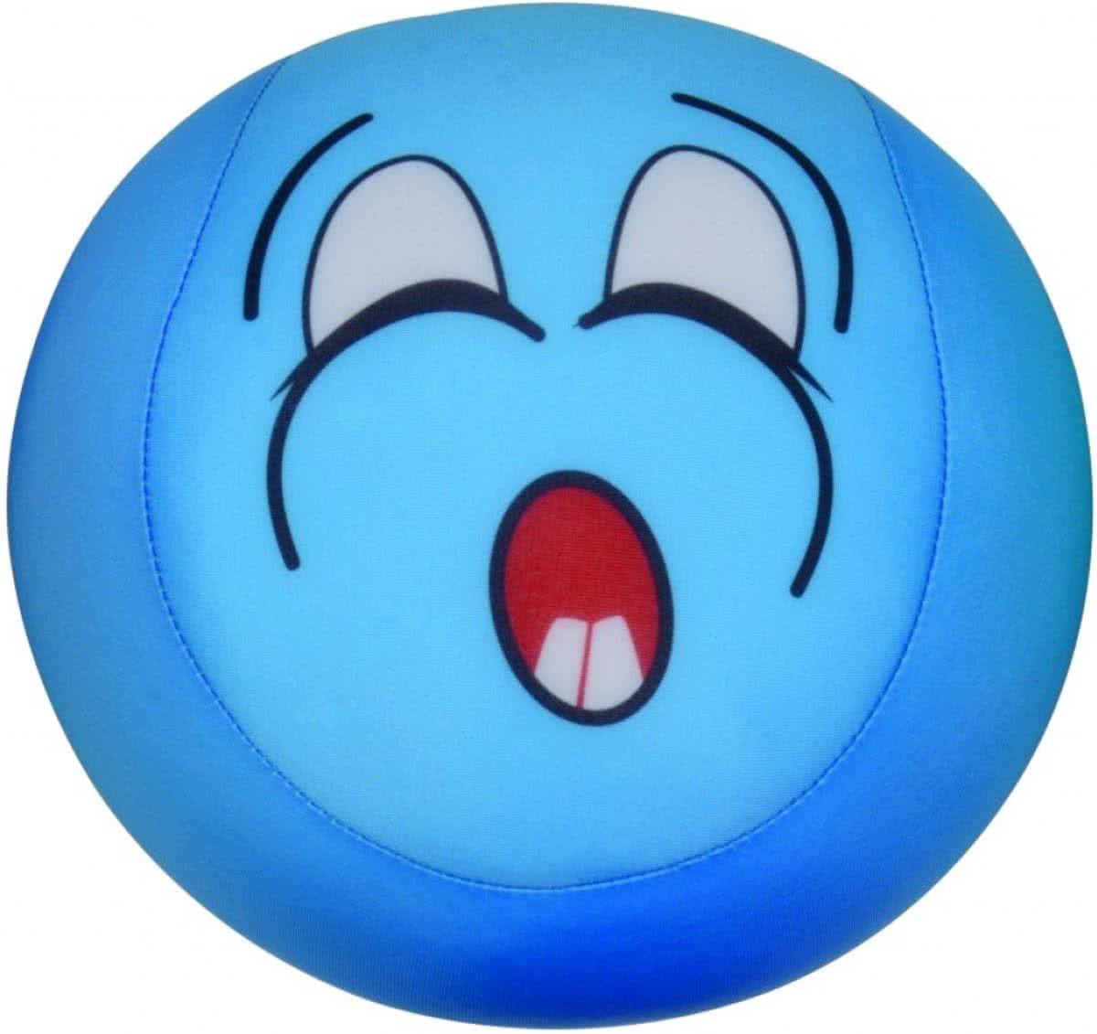 Eddy Toys bal met smiley pluche blauw 15 cm