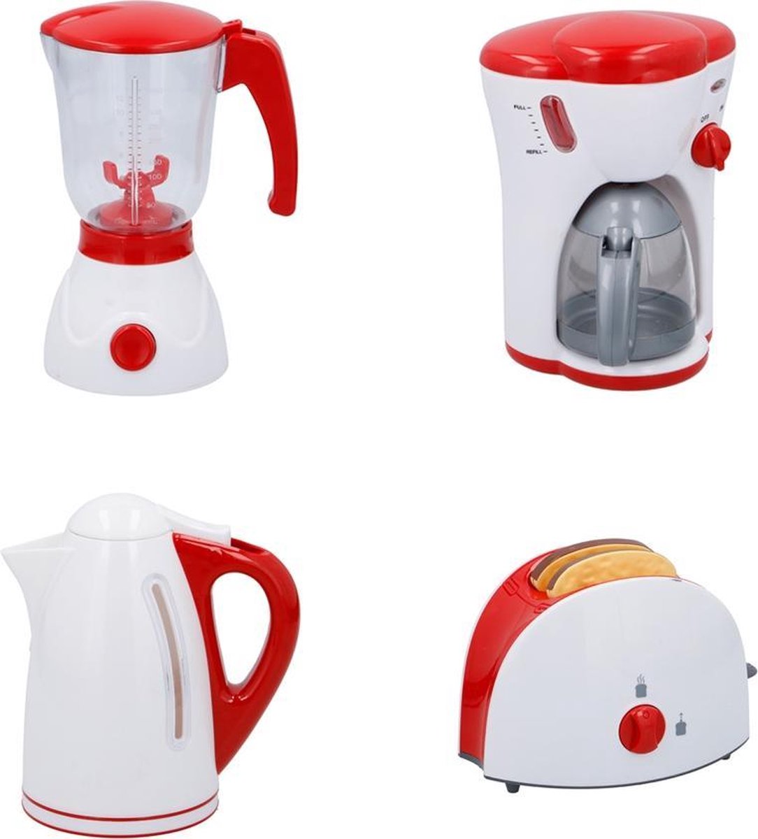 Eddy Toys keukenspeelgoedset – Rollenspel - Speelkeuken – Koffiezetapparaat – Broodrooster – Blender – Waterkoker