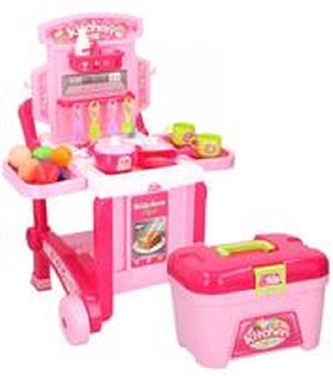 Eddy Toys keukenspeelset - 40-delig - rolkoffer/ keuken met veel accessoires