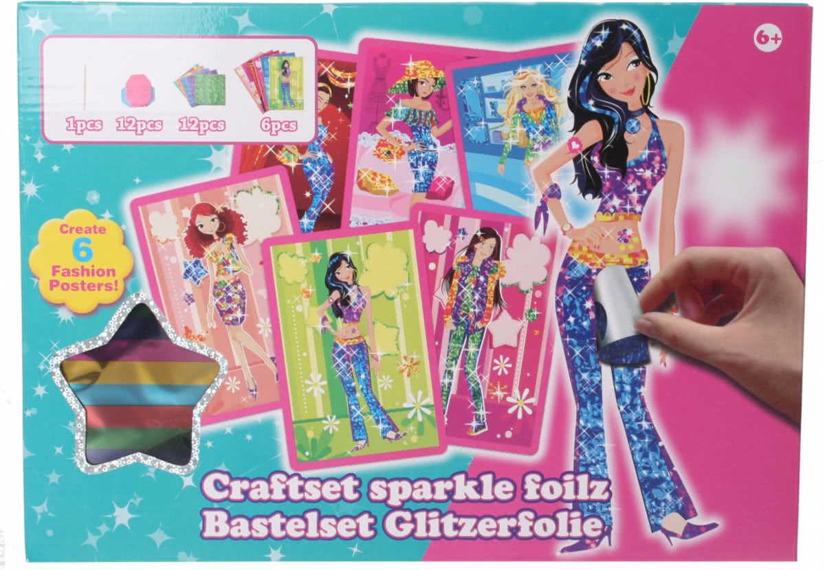 Eddy Toys knutselset glitterkleding paars 31-delig