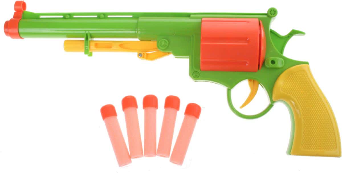 Eddy Toys revolver groen 32 cm 6-delig