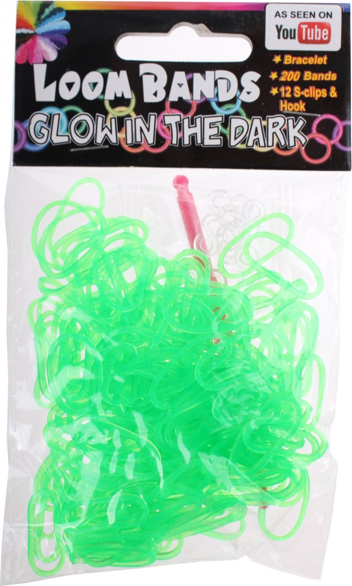 Loom Bands Glow In The Dark Groen 200 stuks