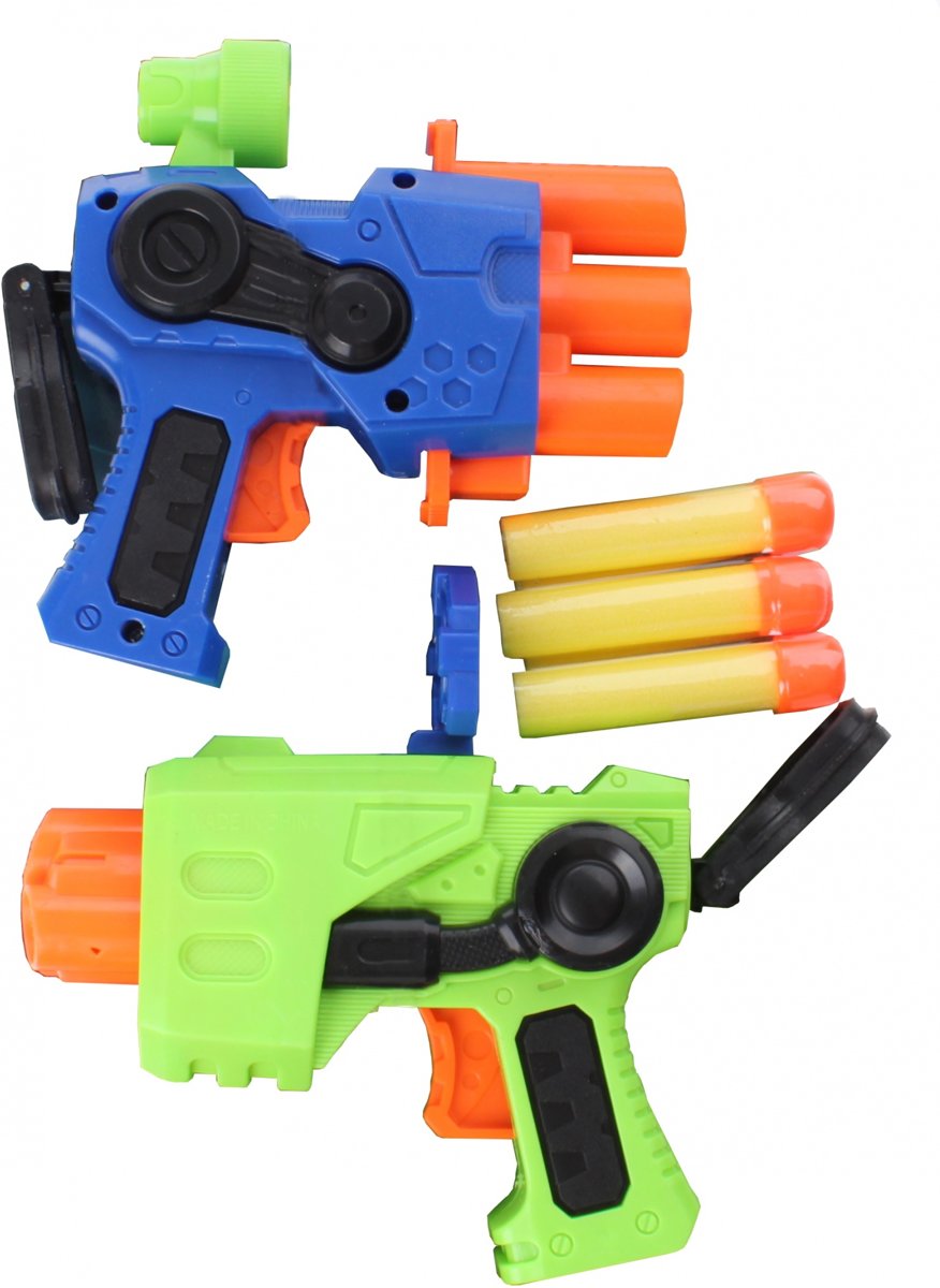 mini foam blasters 8-delig 13 cm blauw/groen