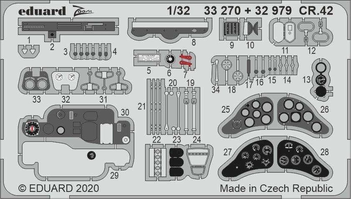 1:32 Eduard 33270 Accessoires for CR.42 - ICM Photo-etch