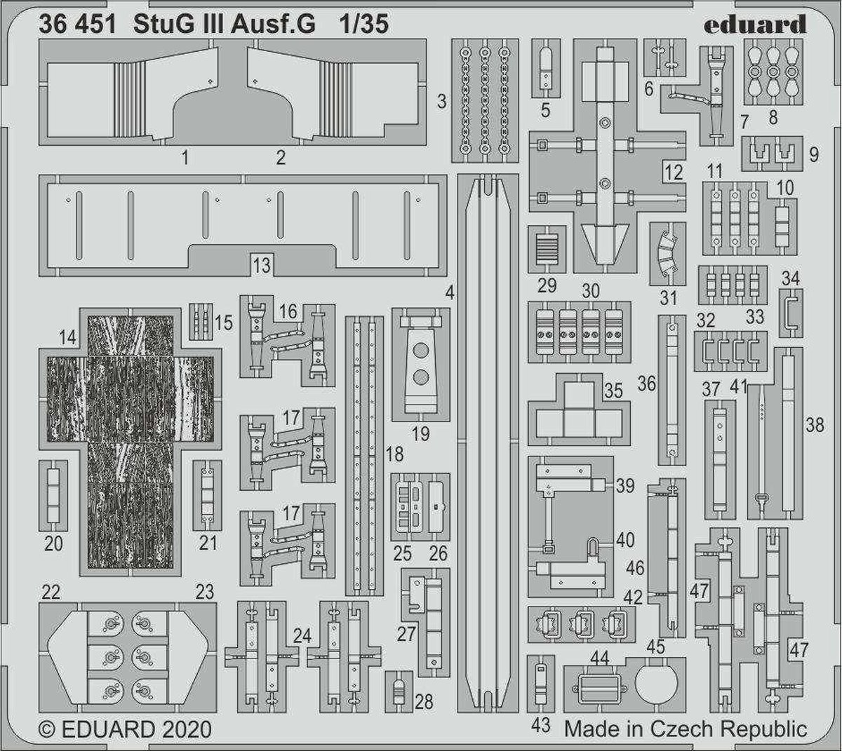 1:35 Eduard 36451 Accessoires for StuG III Ausf. G for Takom Photo-etch