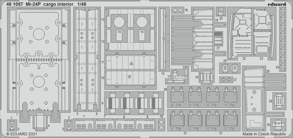 1:48 Eduard 481057 Cargo Interior for Mi-24P- Zvezda Photo-etch