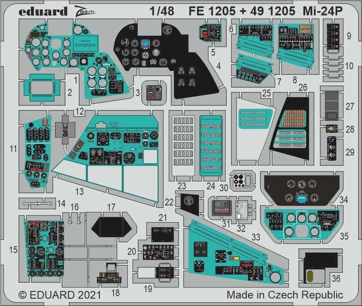 1:48 Eduard 491205 Interior for Mi-24P - Zvezda Photo-etch