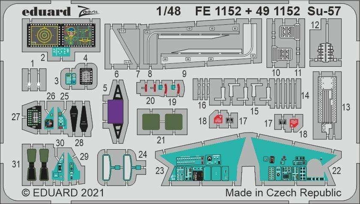 1:48 Eduard FE1152 SU-57 Accessoires for Zvezda Photo-etch