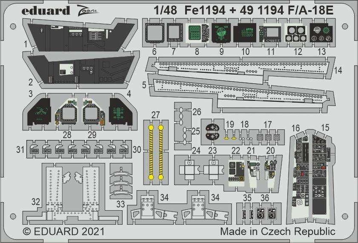 1:48 Eduard FE1194 Accessoires for F/A-18E - MENG Photo-etch