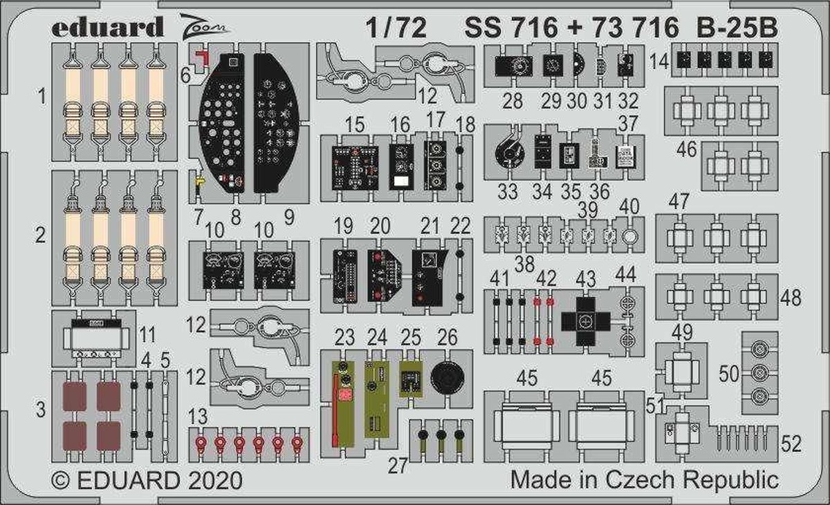 1:72 Eduard 73716 Accessoires for B-25B - Airfix Photo-etch