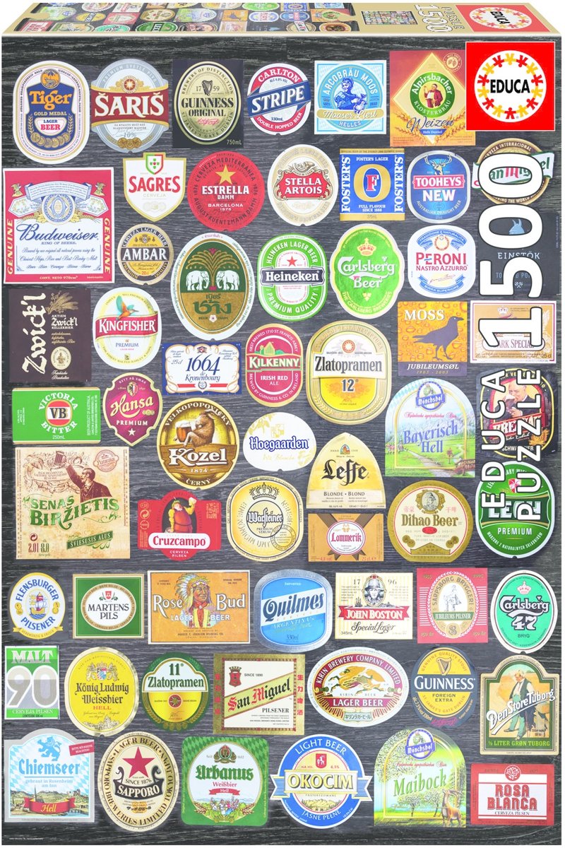 Bier etiketten collage - 1500 stukjes