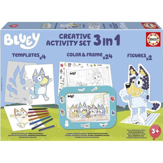 Creatieve set - EDUCA - Decoratie en modellering van Bluey-personages - 3 activiteiten voor 3-jarigen