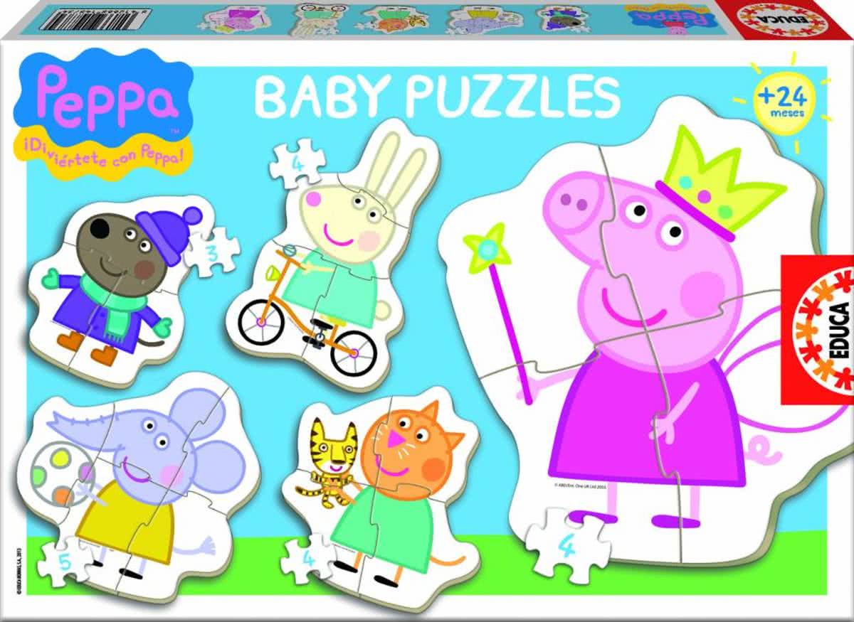 Educa 5 puzzels van Peppa Pig - 3   5 stukjes