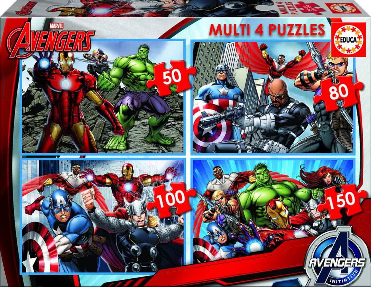 Educa Avengers - 4 puzzels van 50/80/100/150 stukjes