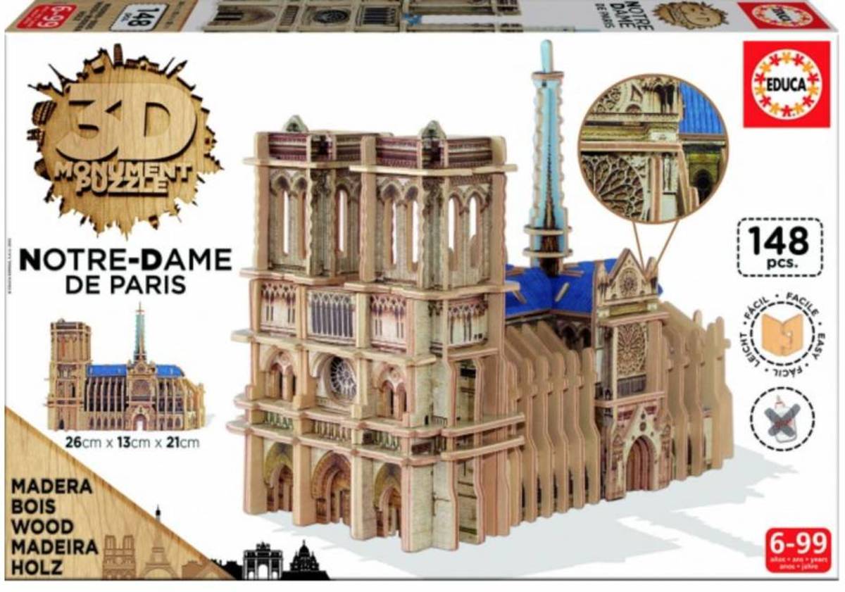 Educa HOUT: Notre-Dame - 3D puzzel - 148 stukjes - Parijs