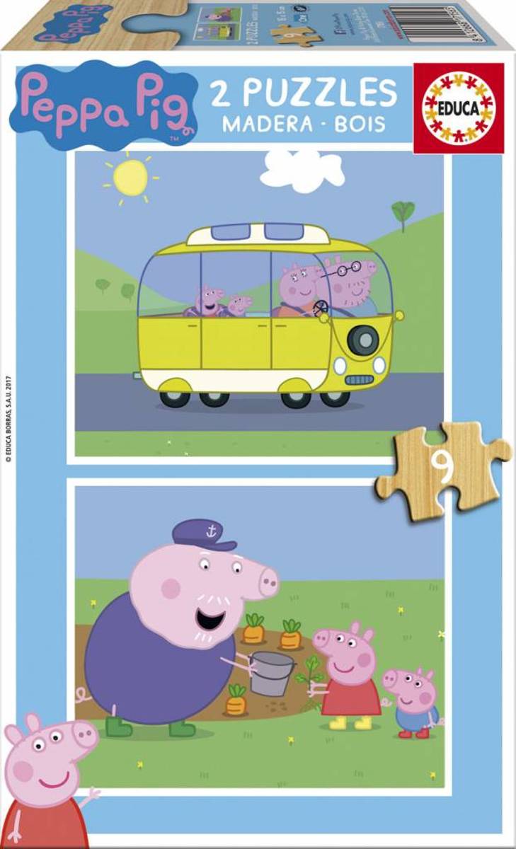 Educa HOUT: Peppa Pig - 2 x 9 stukjes