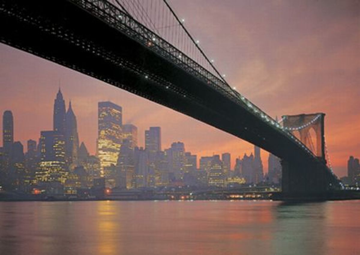 Legpuzzel - 1000 stukjes - De Brooklyn Brug, New York, Amerika - Educa Puzzel